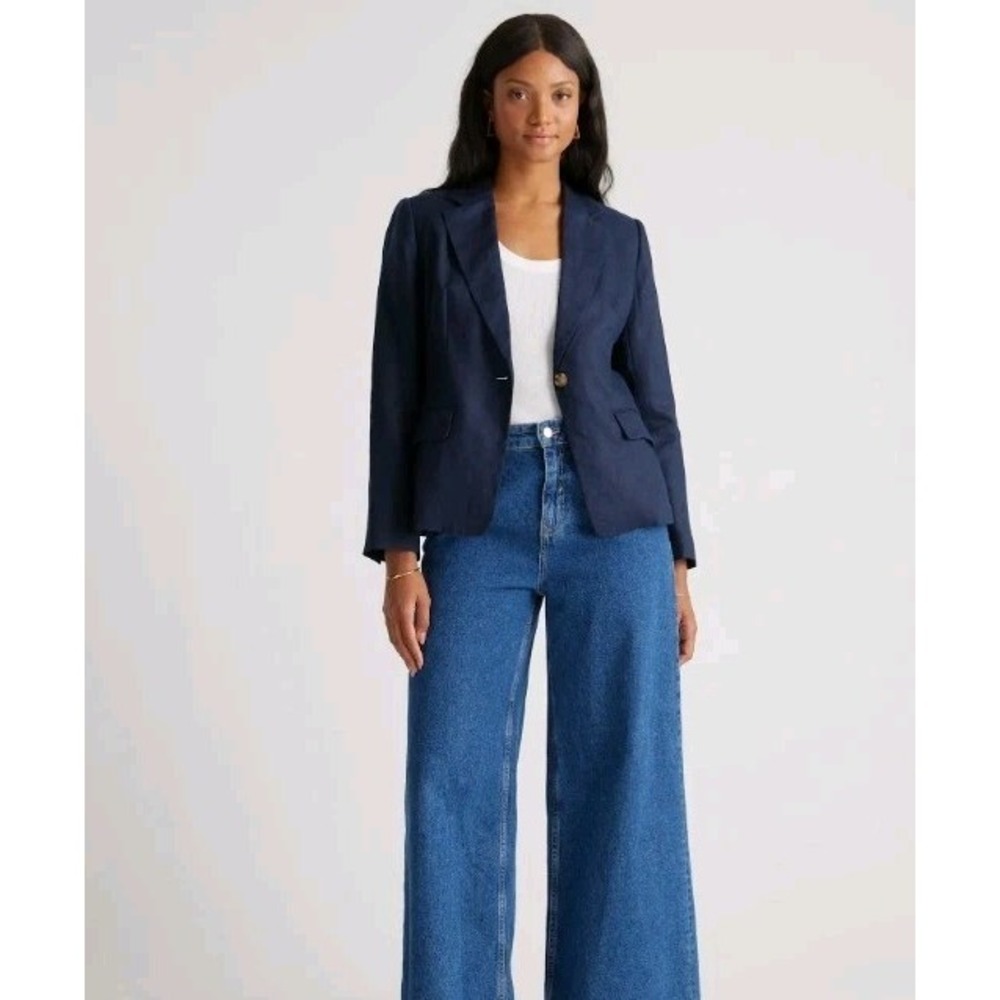 NWT Quince XL European Linen Structured Blazer Deep Navy $198